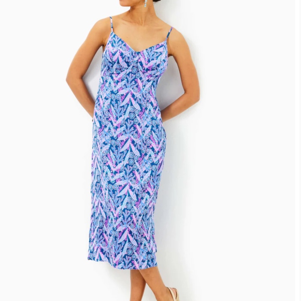NEW Lilly Pulitzer Keana Satin Midi Slip Dress